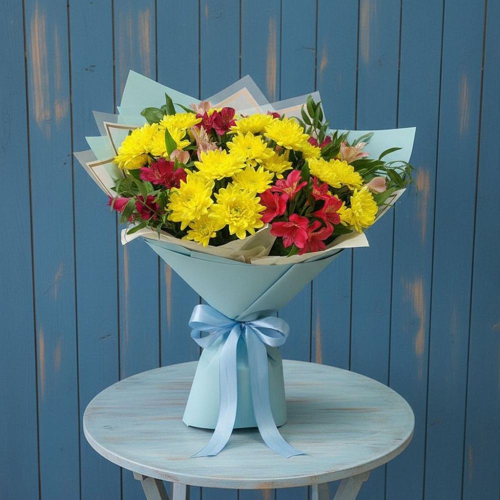 Букет цветов из: Альстромерии и Хризантемы во Фряново
