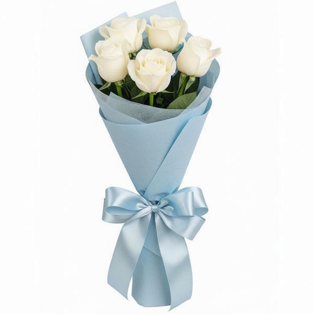 Букет 5 Белых роз Проуд во Фряново