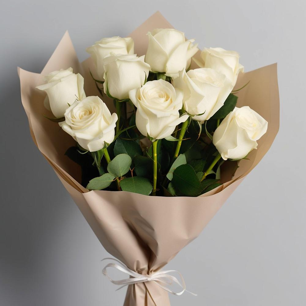 Букет 9 Белых роз Эдлесс Лав во Фряново