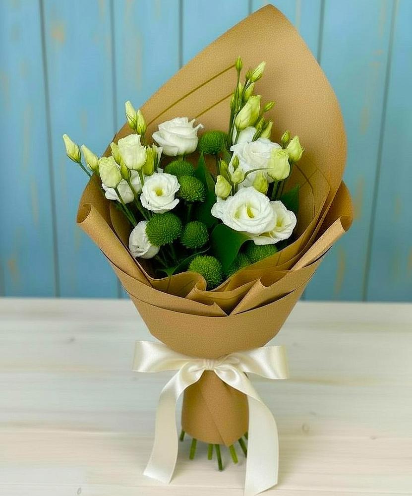 Букет цветов из: Хризантемы и Лизиантусы во Фряново