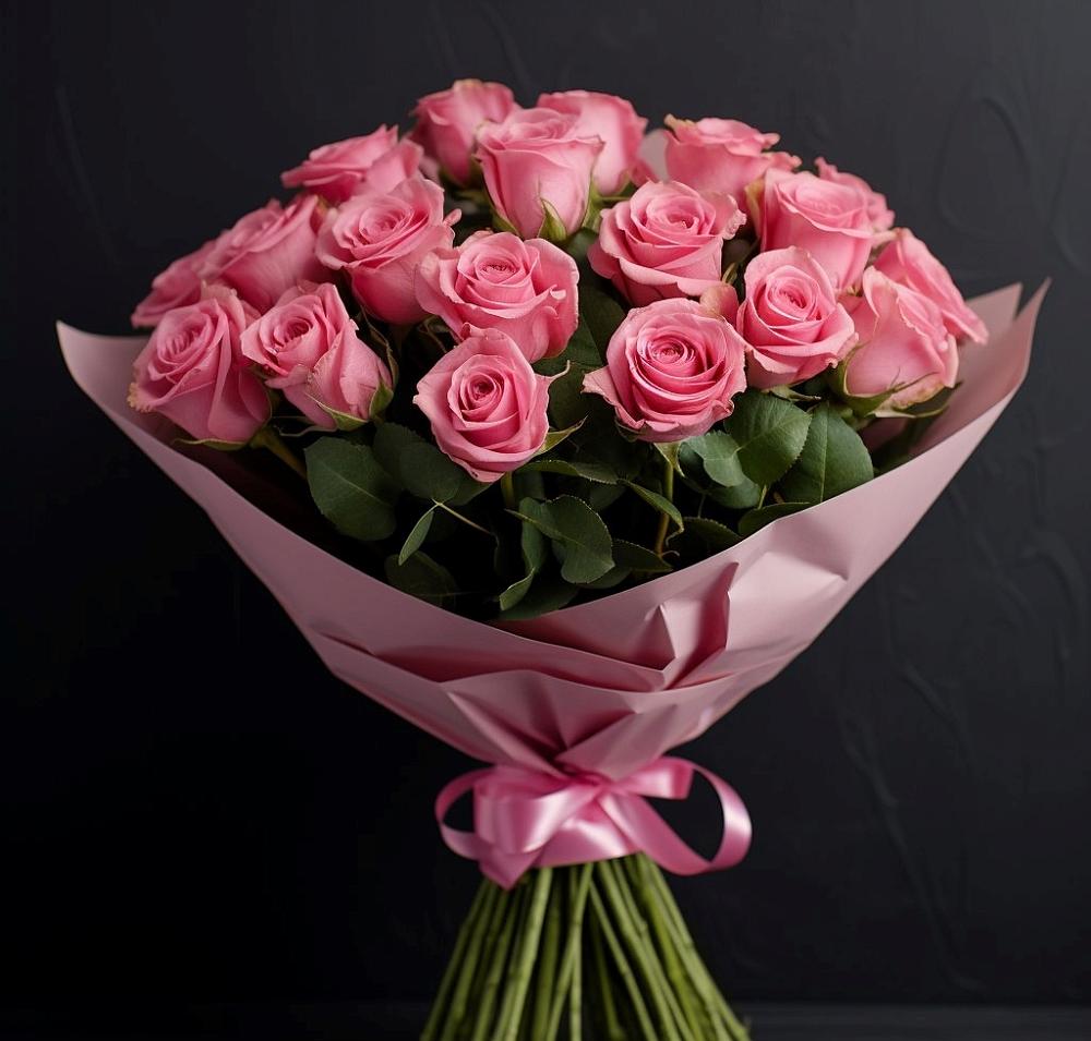 Букет 25 розовых роз во Фряново