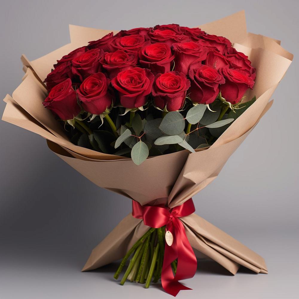 Букет 25 Красных роз Лотус во Фряново
