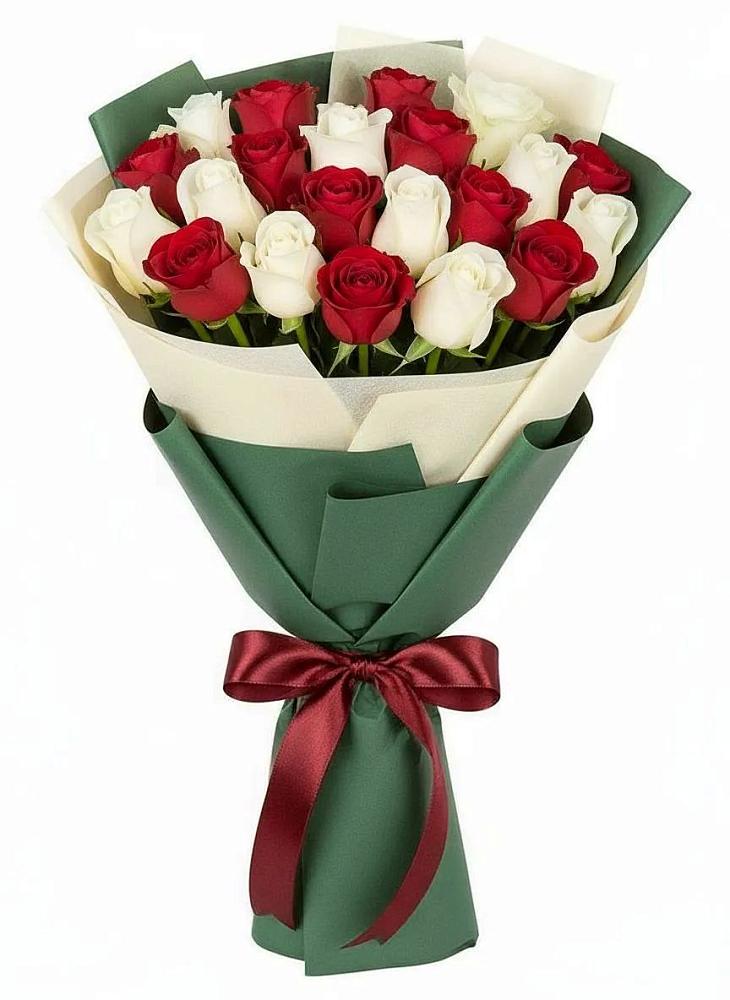 Букет Микс из красных и белых роз во Фряново