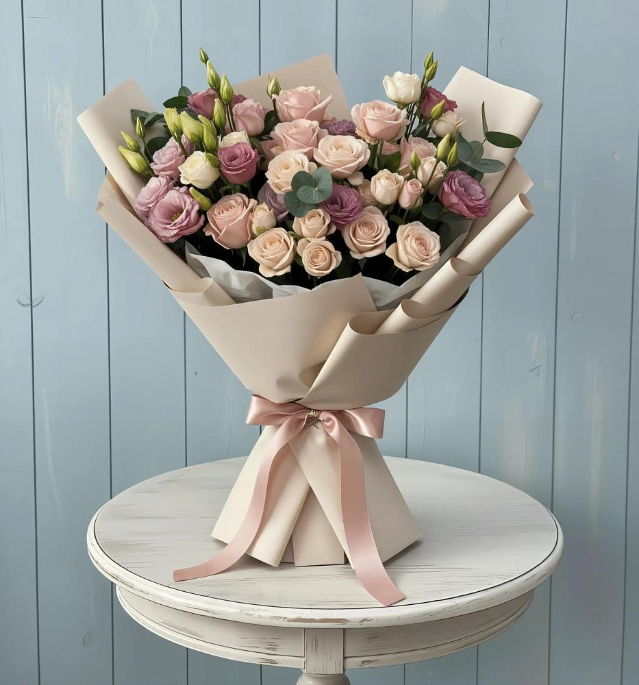 Букет цветов из: Розы и Лизиантусы во Фряново