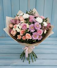 Букет цветов из:  Хризантемы, Розы и Альстромерии во Фряново
