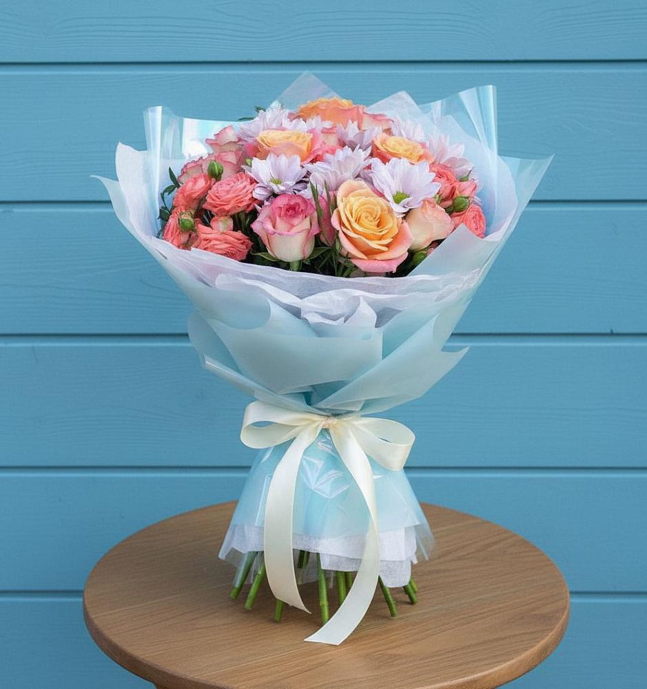 Букет цветов из: Хризантемы и Розы во Фряново